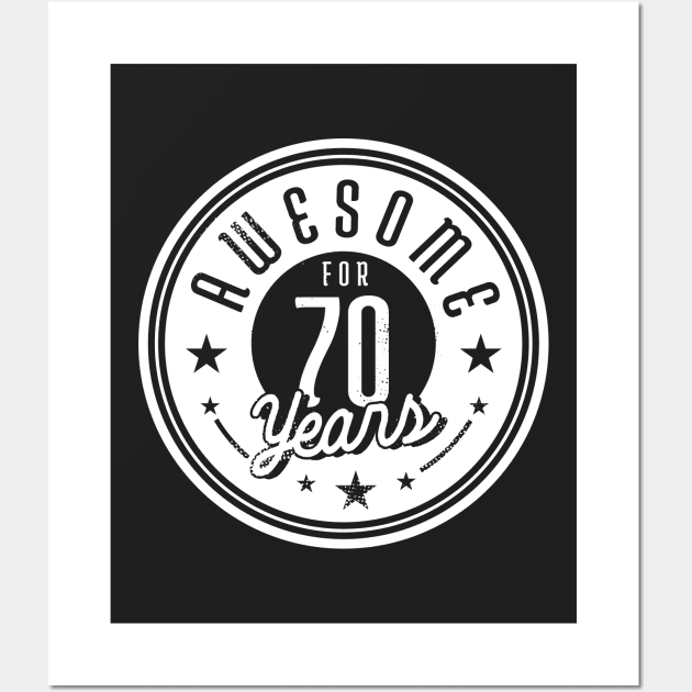 Vintage Awesome for 70 Years // Retro 70th Birthday Celebration W Wall Art by Now Boarding